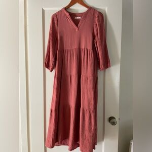Marine Layer V-Neck Maxi Dress - Terracotta